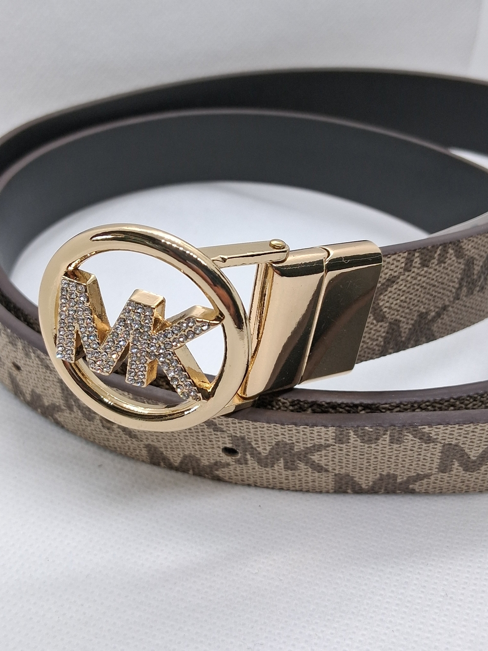 Michael Kors Black Reversible Belt with Gold Logo Buckle